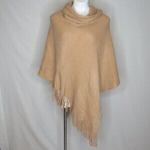 Chico's Beige Tan Cowl Neck Asymmetrical Poncho Women's OS One Size